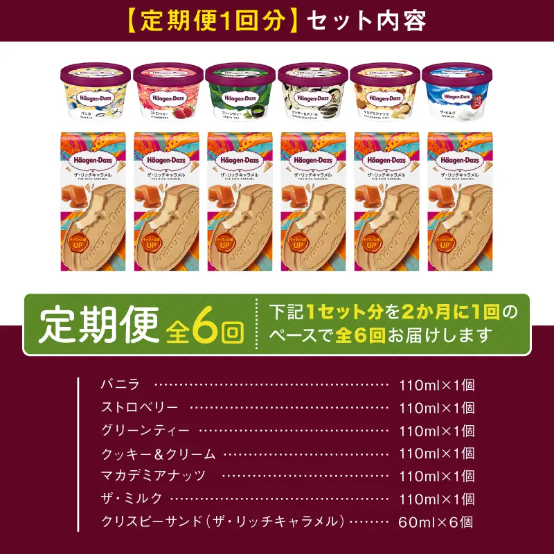＜全6回定期便・隔月＞ハーゲンダッツ『ミニカップ＆クリスピーサンドセット(合計72個)』アイスクリーム アイス スイーツ デザート ミルクアイス アイススイーツ アイスデザート_H0016-141
