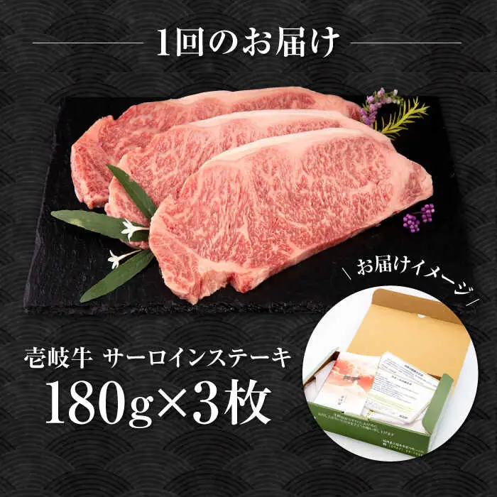【全2回定期便】壱岐牛 サーロインステーキ 180g×3枚 《壱岐市》【中津留】 サーロイン ステーキ 焼肉 BBQ 牛肉 赤身 [JFS069]