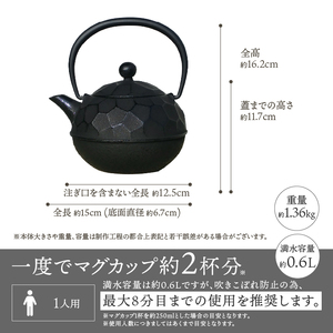 南部鉄器 鉄瓶 ボロノイ0.6L [Y0117]
