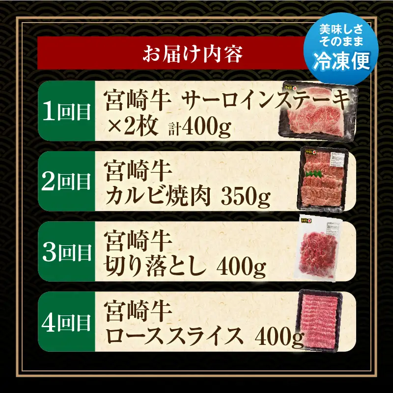 【定期便全4回】宮崎牛づくしコース 宮崎牛 焼肉 牛肉