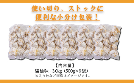 《冷めてもおいしい！》九州産の若鶏の大きな唐揚げ3.0kg(500g×6袋)  TF0775-P00064