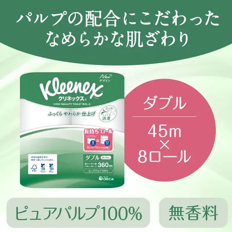 トイレットペーパー クリネックス ダブル 長持ち 8ロール×1パック 秋田市オリジナル 最短翌日発送