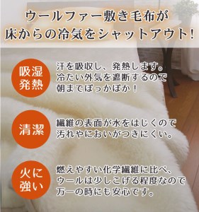 ご家庭で洗える ムートン調 ウールシーツ ダブル 140cm幅(毛羽部分 ウール100%) [0213]