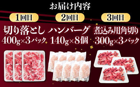 【3回定期便】肉ざんまい定期便（一人暮らし向け・少量） / 牛肉 [IAX047]