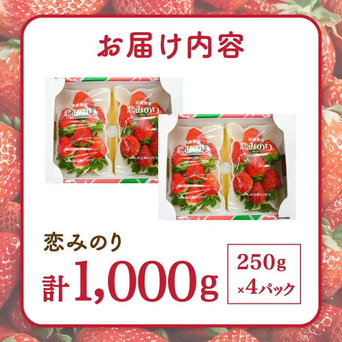 【2027年1月-発送】 いちご恋みのり 250g × 4パック [SAC007] いちご
