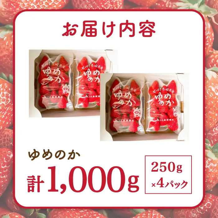 【2027年1月-発送】 いちごゆめのか 250g × 4パック [SAC008] いちご