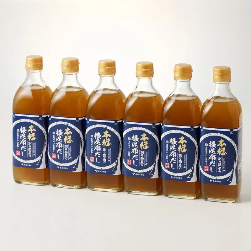 函館唯一の削り節屋の本格根昆布だし かつお節粉入 500ml × 6本 昆布 根昆布 エキス 万能 調味料 だし 味噌汁 卵焼き 漬物 お吸い物 スープ 削り節 かつお節 和食 こだわり 本格 簡単 お手軽 厳選素材 北海道 函館 送料無料 お取り寄せグルメ_HD060-013