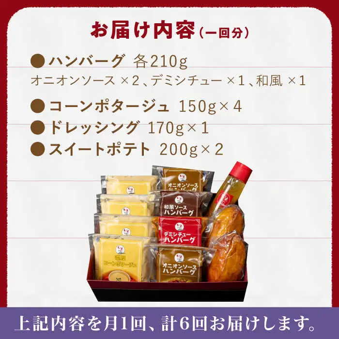 【定期便】 ハンバーグ ぎゅう丸フルコースセット NCQ117 ハンバーグ 全6回
