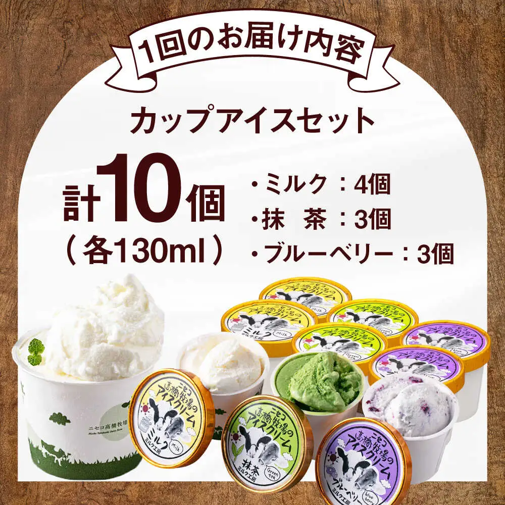 【全2回定期便】ミルク工房 カップ アイス セット 10個  ジェラート 抹茶 ブルーベリー 詰め合わせ 冷凍配送 北海道 [AJAI055]