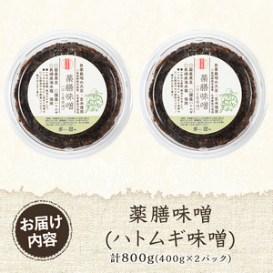 《数量限定》薬膳味噌(ハトムギ味噌)(計800g・400g×2パック) 味噌 麦味噌 自家栽培 ハトムギ 玄米麹 ハトムギ麹 麦麹 麹 こうじ 玄米 大豆 黒大豆 みそ汁 味噌汁 化学肥料不使用 農薬不使用 有機 有機農業 有機肥料【雲月農園】_y456