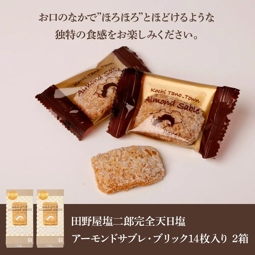 ★田野屋塩二郎完全天日塩★ アーモンドサブレ・ブリック 14個入り×2箱