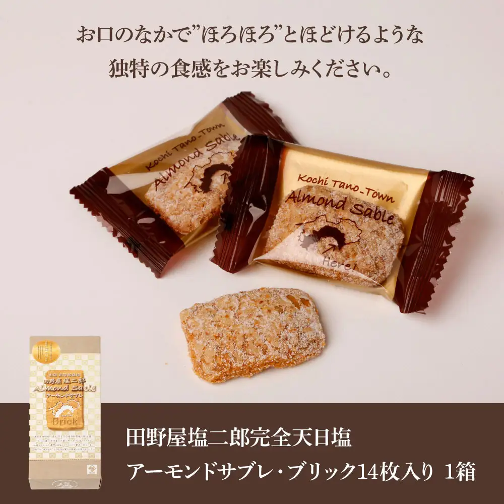 ★田野屋塩二郎完全天日塩★ アーモンドサブレ・ブリック 14個入り