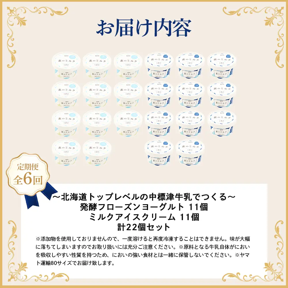 北海道 プレミアムミルクアイスクリーム×11個とフローズンヨーグルト×11個セット計２２個　６ｶ月定期便【1115602】