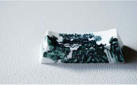 有田焼 染付 黒山水絵 箸置き 2個セット【起山窯】食器 箸置き 箸置 はしおき 2個 セット ペア 山水絵 co011