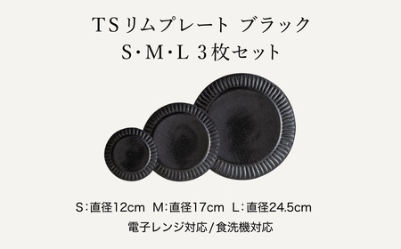 丹波焼 TANBASTYLE リムプレートセット（黒） S・M・L 3枚セット 丹波焼 