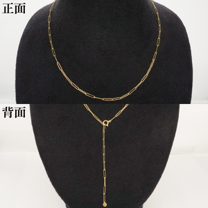 ロングクリップネックレス K18【ネックレス アクセサリー 金 ゴールド おしゃれ 記念日 プレゼント 贈り物 母の日 バレンタイン クリスマス ホワイトデー 国産】（36-10）