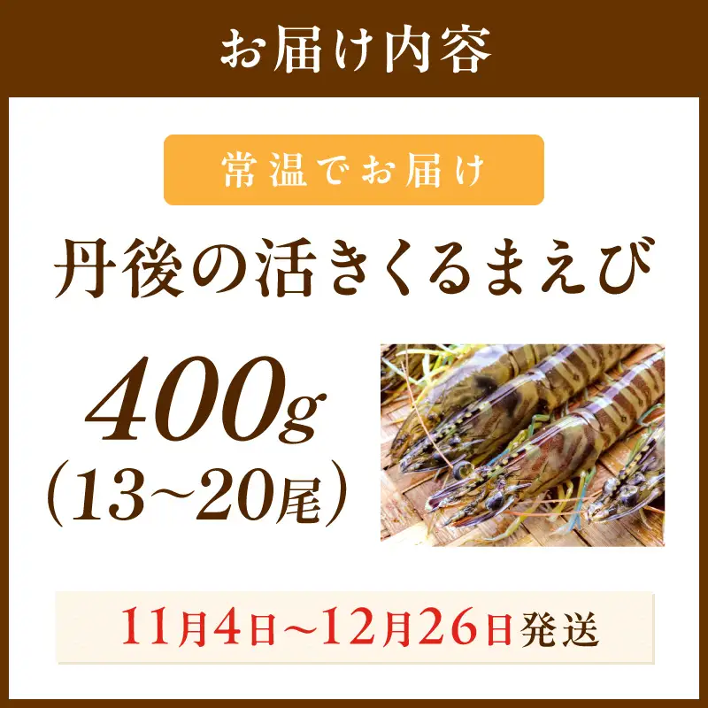 丹後の活きくるまえび 400g（13～20尾） えび