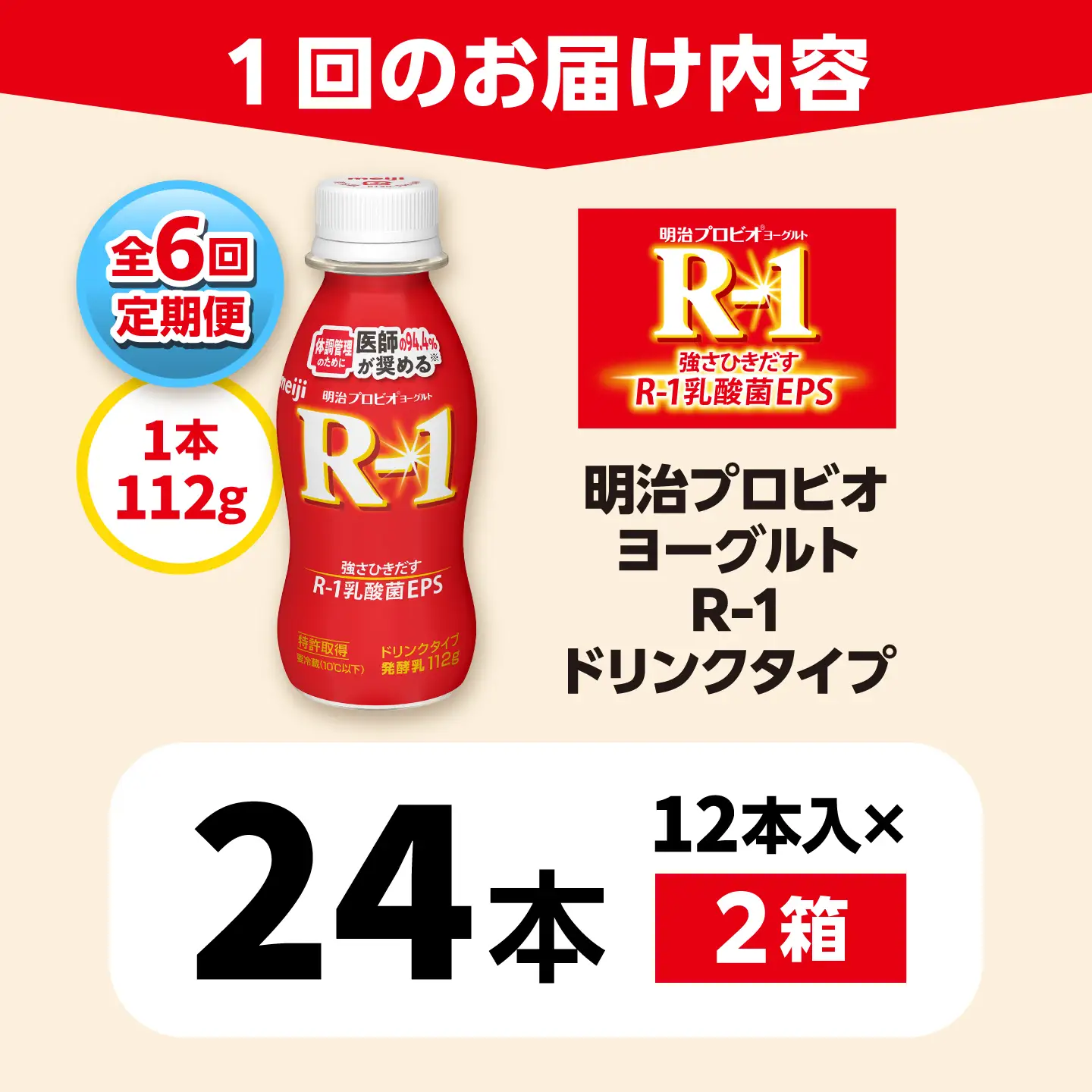 【6回定期便】明治プロビオヨーグルトR-1ドリンクタイプ24本 稲沢市 / 株式会社昭和[BMAW005]