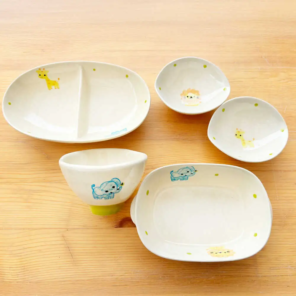 【瀬戸焼】子供用食器5点セット（動物）【窯元SOUSEN】[BBCQ010]子ども食器 ギフト
