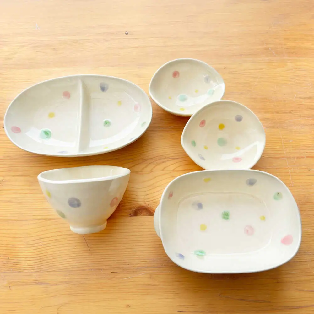 【瀬戸焼】子供用食器5点セット（あめ玉）【窯元SOUSEN】[BBCQ001]子ども食器 ギフト