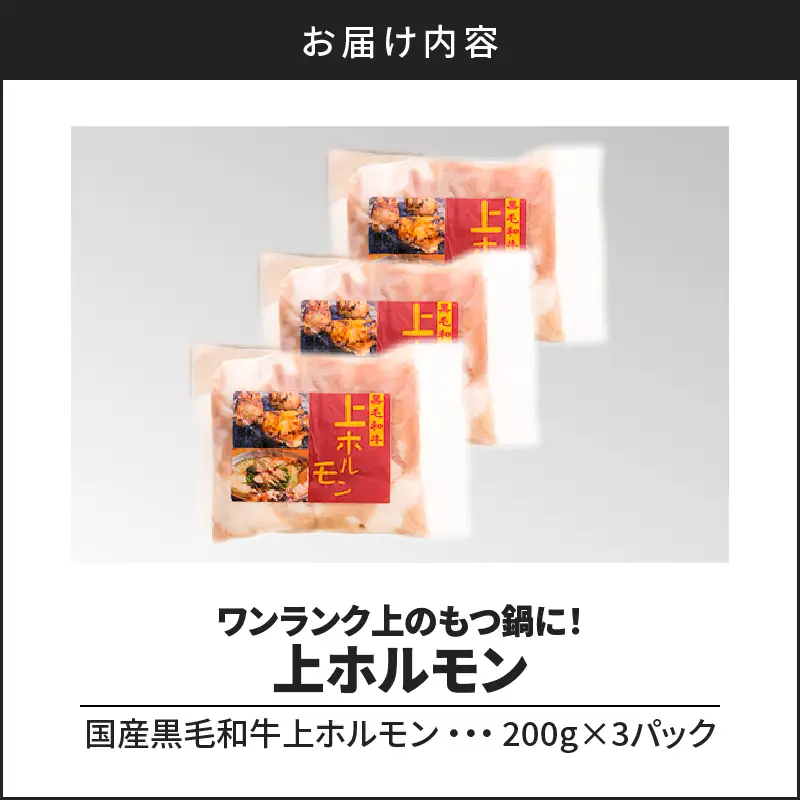 もつ鍋 ホルモン 小腸 600ｇ （200g×3パック） 【 上ホルモン ワンランク上のもつ鍋に！】 K002-004_01 肉 牛肉 冷凍