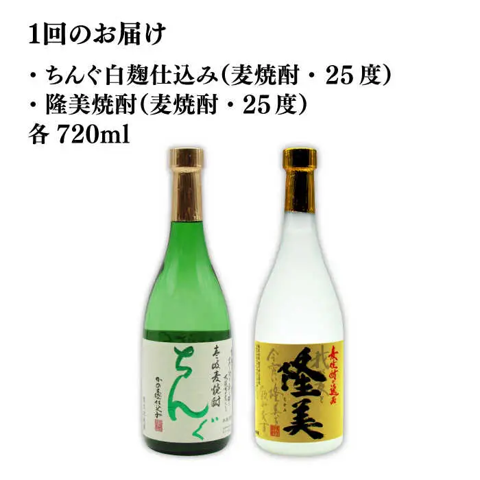 【全2回定期便】隆美焼酎とちんぐのセット《壱岐市》【天下御免】焼酎 壱岐焼酎 麦焼酎 酒 アルコール [JDB365]