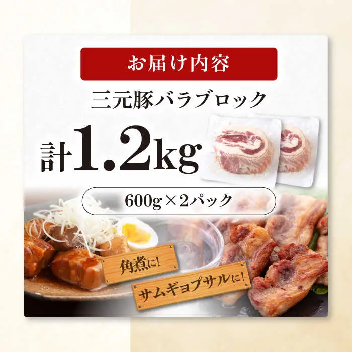 平田牧場 バラ ブロック1.2kg (600g×2P)  バラ 豚肉 国産 北海道 [AJAP073]