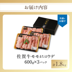【最速配送】佐賀牛赤身スライス 1.8kg ／ 佐賀牛 モモ ウデ 【C074】