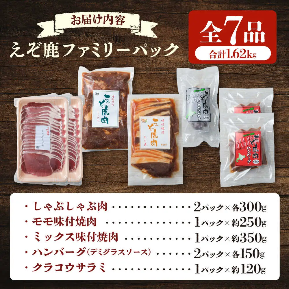 新得町産 えぞ鹿ファミリーパック 計1.62kg | ドリームヒル・トムラウシ [BNAE008]