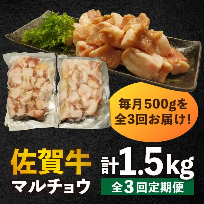 【全3回定期便】 【脂が甘くてぷりっぷり！】佐賀牛ホルモン 焼肉用 小腸 計1.5kg（250g/袋）味付けなし 吉野ヶ里町/やきとり紋次郎[FCJ091]