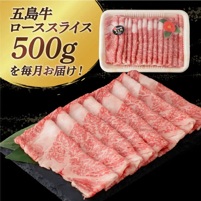 【全12回定期便】五島牛ローススライス 約500g すき焼き しゃぶしゃぶ 牛肉[RBP037] 五島牛 ロース 定期便 五島牛 ロース 定期便 五島牛 ロース 定期便九州 長崎