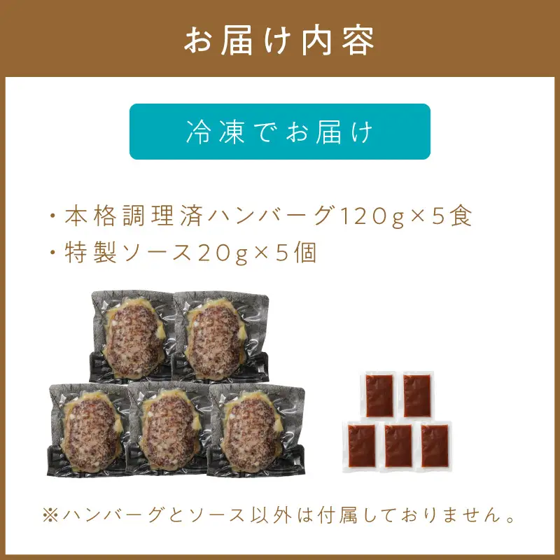 本格調理済ハンバーグ特製ソース付5食【001-0305】