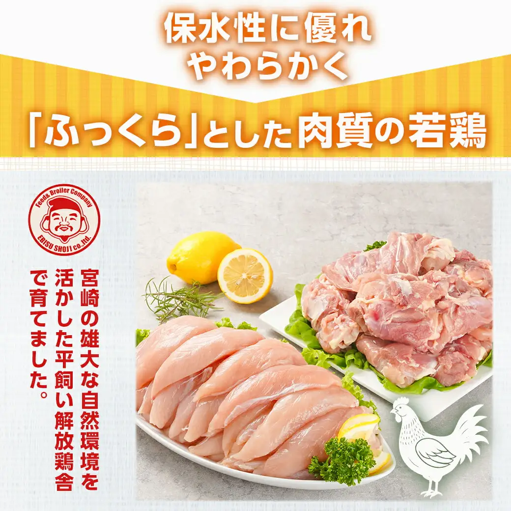 宮崎県産若鶏 もも肉&ささみのこだわりセット(4kg)〔13-G3-009〕_(都城市) 宮崎県産 若鶏 もも肉 ささみ 各1kg×2 鶏肉 セット 真空 使い分け 平飼い ハーブ やわらかく ふっくら ジューシー