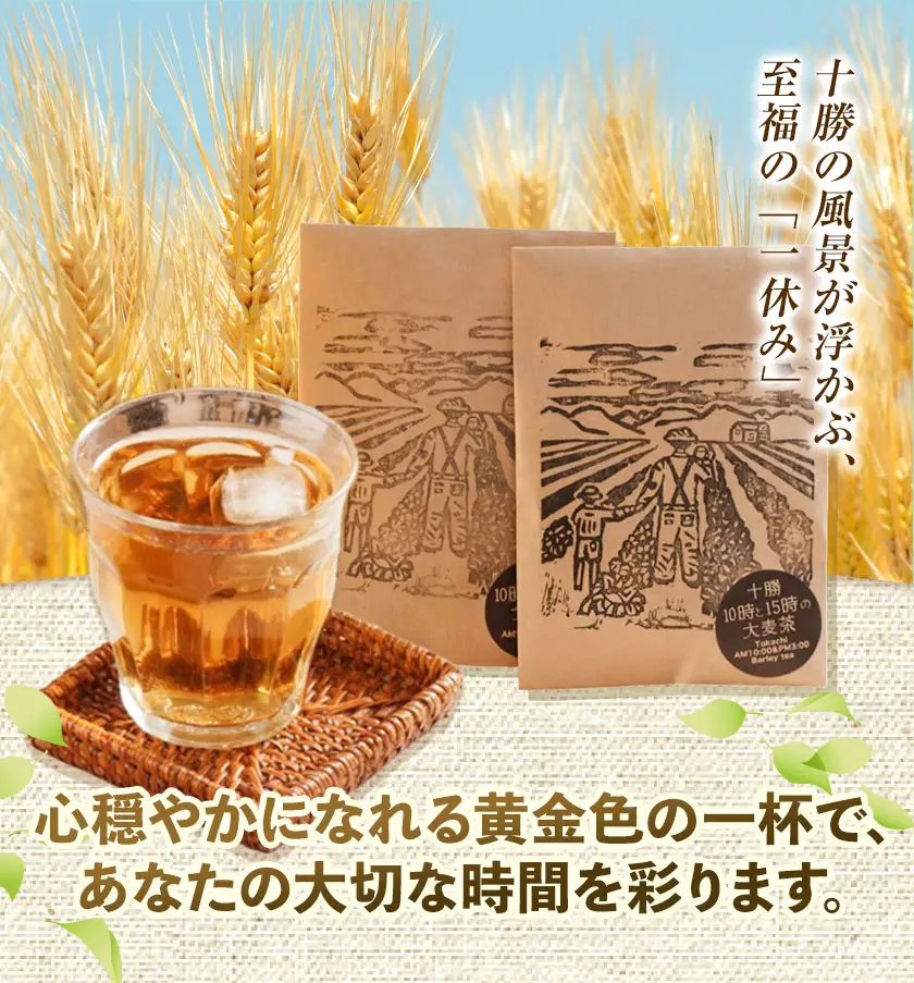 【12ヶ月定期便】二条大麦100％「十勝10時と15時の大麦茶」7包×3袋 北海道 茶