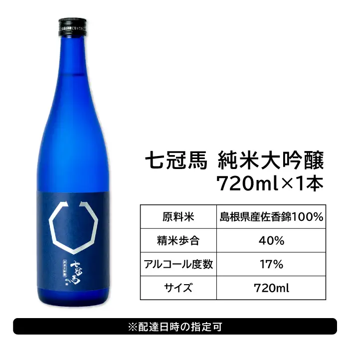 七冠馬 純米大吟醸【 日本酒 純米酒 純米大吟醸酒 720ml 四合瓶 七冠馬 酒 お酒 地酒 冷酒 こだわり アルコール スッキリ 家飲み 晩酌 人気 銘酒 佐香錦 贈り物 贈答 プレゼント ギフト 】