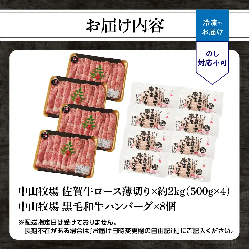 【最速配送】佐賀牛ロース薄切り 2kg+ハンバーグ8個 ／ すき焼き 佐賀牛 【B252】