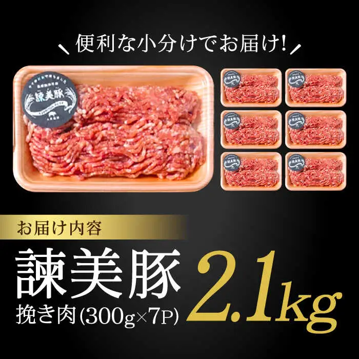 諫美豚 挽き肉 2.1kg（300g×7P）/ 豚肉 ぶたにく ミンチ みんち ひき肉 ひきにく 挽肉 挽き肉 ハンバーグ はんばーぐ / 諫早市 / 株式会社土井農場 [AHAD088]