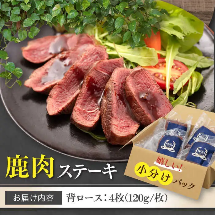 鹿肉 背ロース 4枚  ジビエ 赤身 冷凍配送 北海道 [AJAO031]