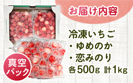 冷凍いちご 1kg 『ゆめ恋フローズンセット』《壱岐市》【蒼花】 産地直送 冷凍配送 苺 フルーツ フローズン 朝食 ゆめのか 恋みのり [JEO005]