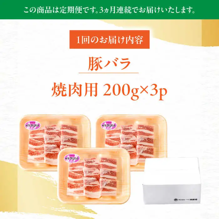 【定期便】 豚肉 焼肉用 総計1.8kg NAC601 豚肉 全3回