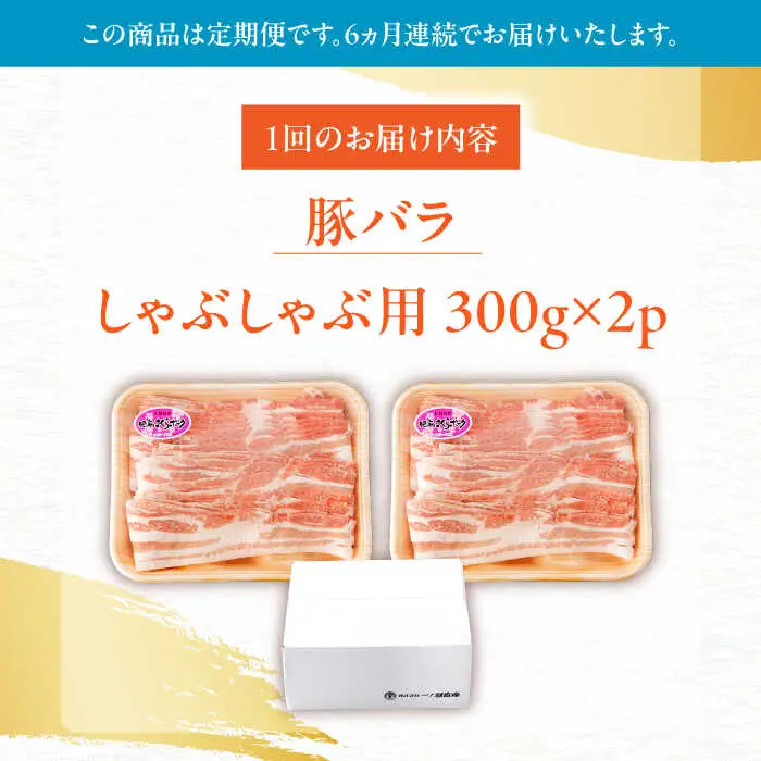 【定期便】 豚肉 しゃぶしゃぶ用 総計3.6kg NAC608 豚肉 全6回