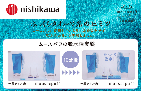（今治タオルブランド認定）nishikawa/西川×今治　ムースパフ　バスタオル１枚（ライトブルー）MF3001【I001970BT1LB】
