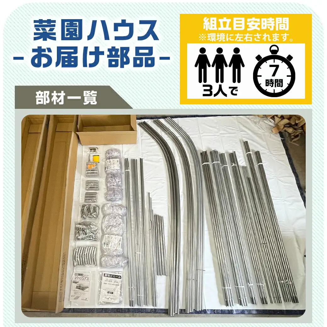 菜園ハウス【9.4坪用】〈H-4572〉〔MD-J401〕_菜園ハウス 組み立て 組立説明書付き ビニール温室 スライド扉 農業 育苗 栽培 南榮工業