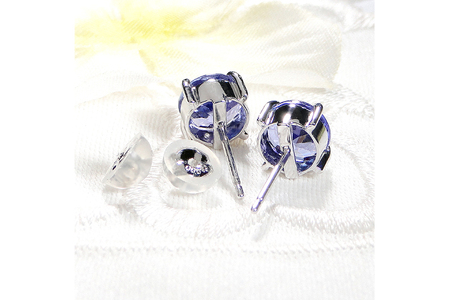 一粒ピアス プラチナ PT900 天然タンザナイト ラウンド 大粒 2.4ct スタッドピアス 【f221-pt】
