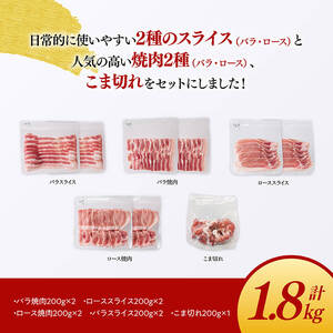 【ふるなびWEEK対象】豚肉 「まるみ豚」宮崎県産豚肉厳選5種計1.8kg