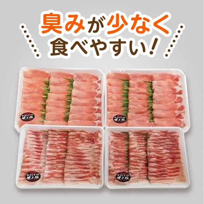 【6回定期便】ながさき健王豚しゃぶしゃぶ用(ロース:400g×2パック・バラ:350g×2パック)　/　豚　豚肉　しゃぶしゃぶ　ロース　バラ　うす切り　/　諫早市　/　長崎県央農業協同組合Aコープ本部 [AHAA016]