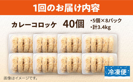 【全6回定期便】カレーコロッケ 40個 3.4kg ころっけ 冷凍 揚げ物 惣菜 コロッケ 横須賀 弁当 かれー カレー【有限会社丸伸商事】 [AKFH028]