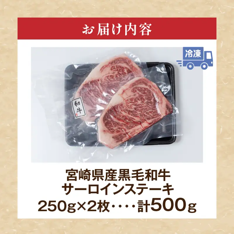 宮崎県産 黒毛和牛 サーロインステーキ 計500g(250g×2枚) 肉 牛肉 ビーフ 国産 ステーキ肉 おかず 食品 BBQ バーベキュー 焼肉 鉄板焼き おすすめ 人気 個包装 小分け 真空パック お祝い 記念日 ご褒美 贈り物 ギフト 贈答 プレゼント 宮崎県 日南市 送料無料_DC19-24