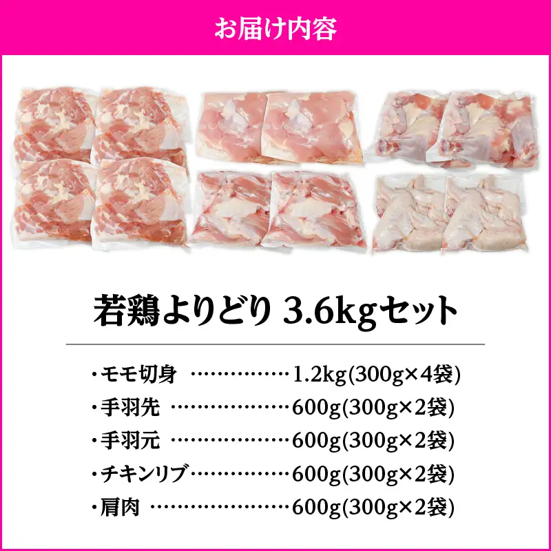 2650 若鶏よりどり3.6kgセット KN105-009 肉 鶏肉 冷凍