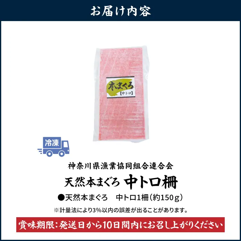 ＜選べる配送月＞神奈川県 漁連 天然 本マグロ 中トロサク M077-012-02 冷凍 マグロ